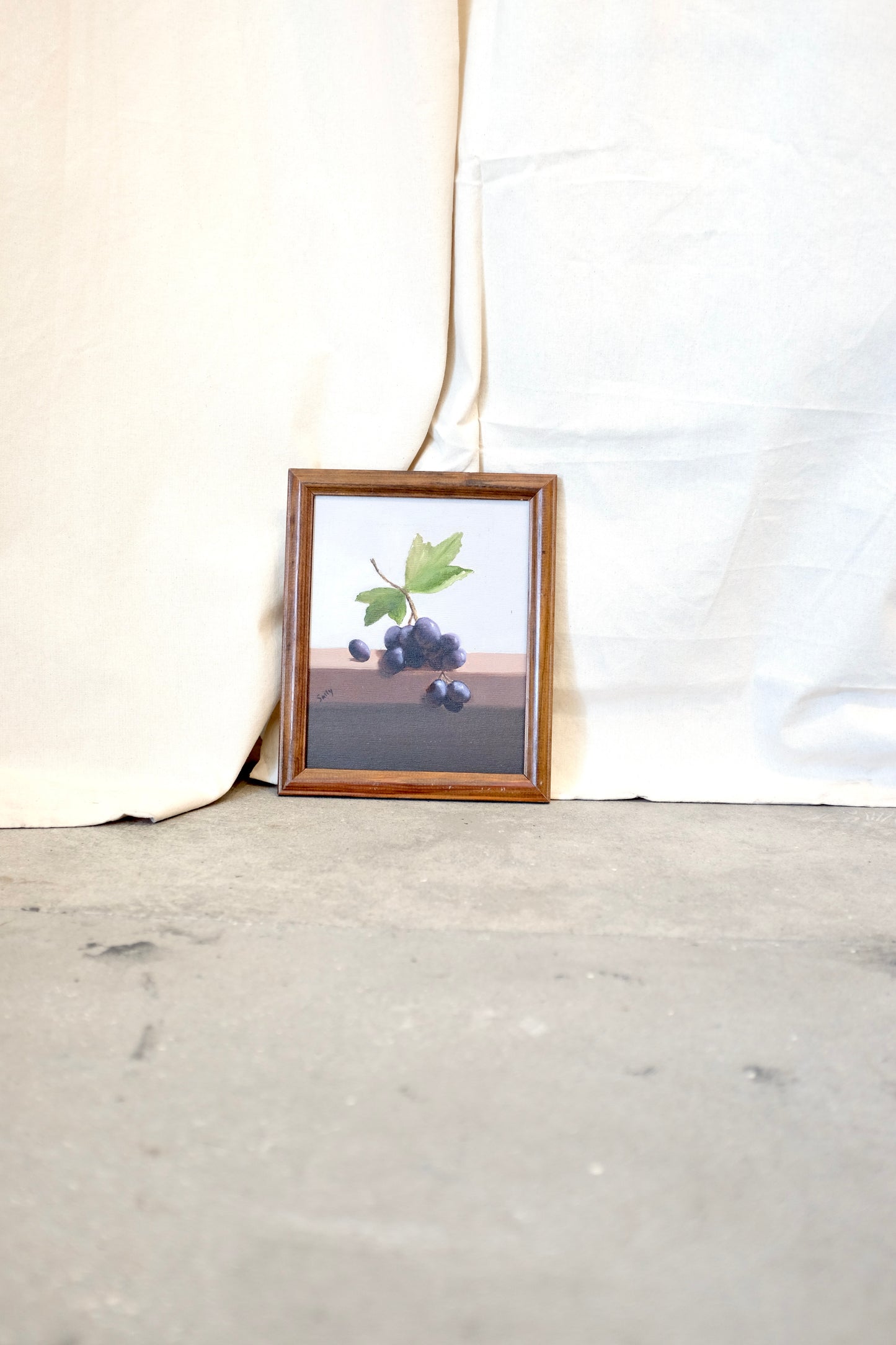 Small Still Life Painting of Grapes