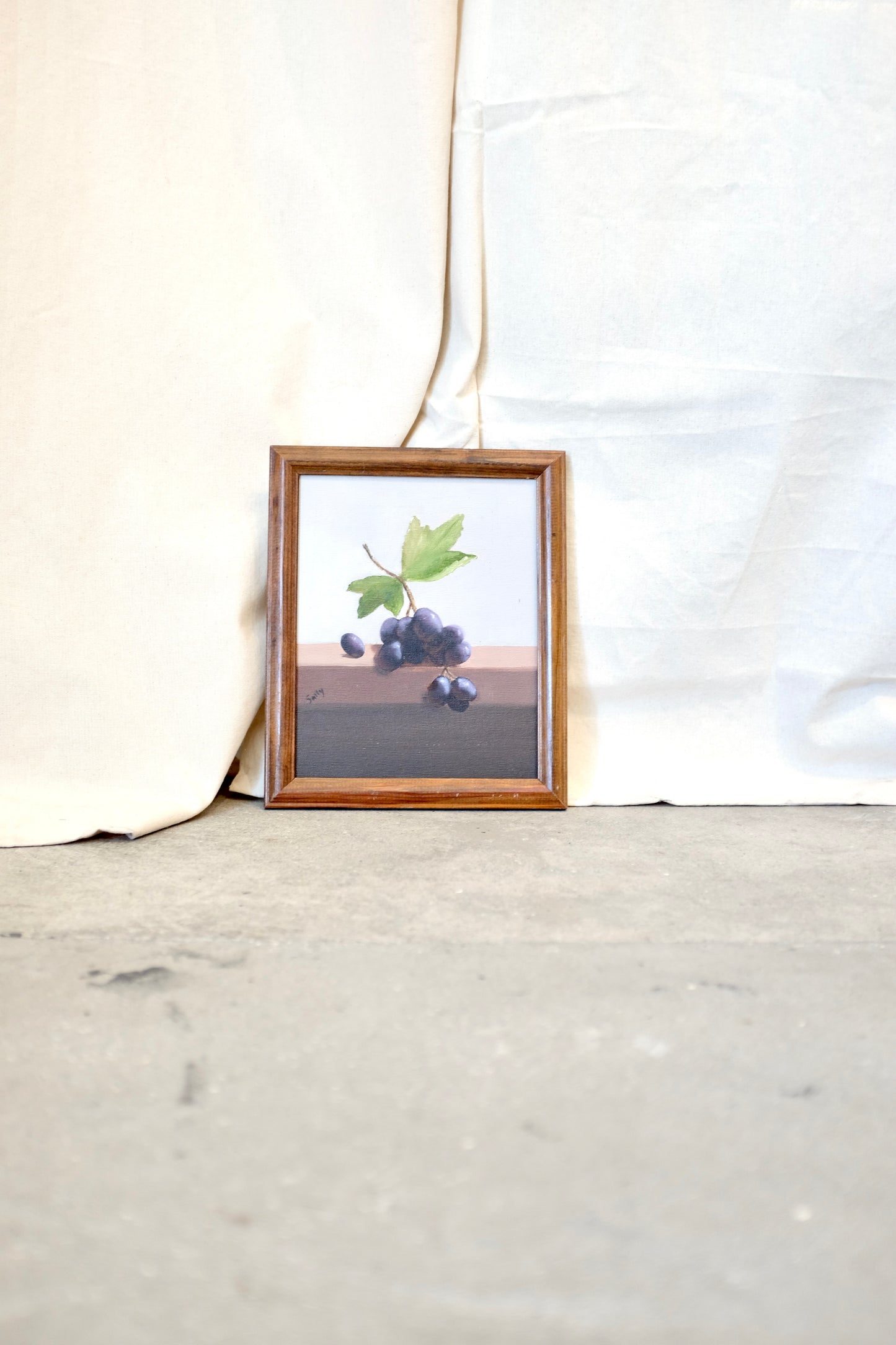 Small Still Life Painting of Grapes