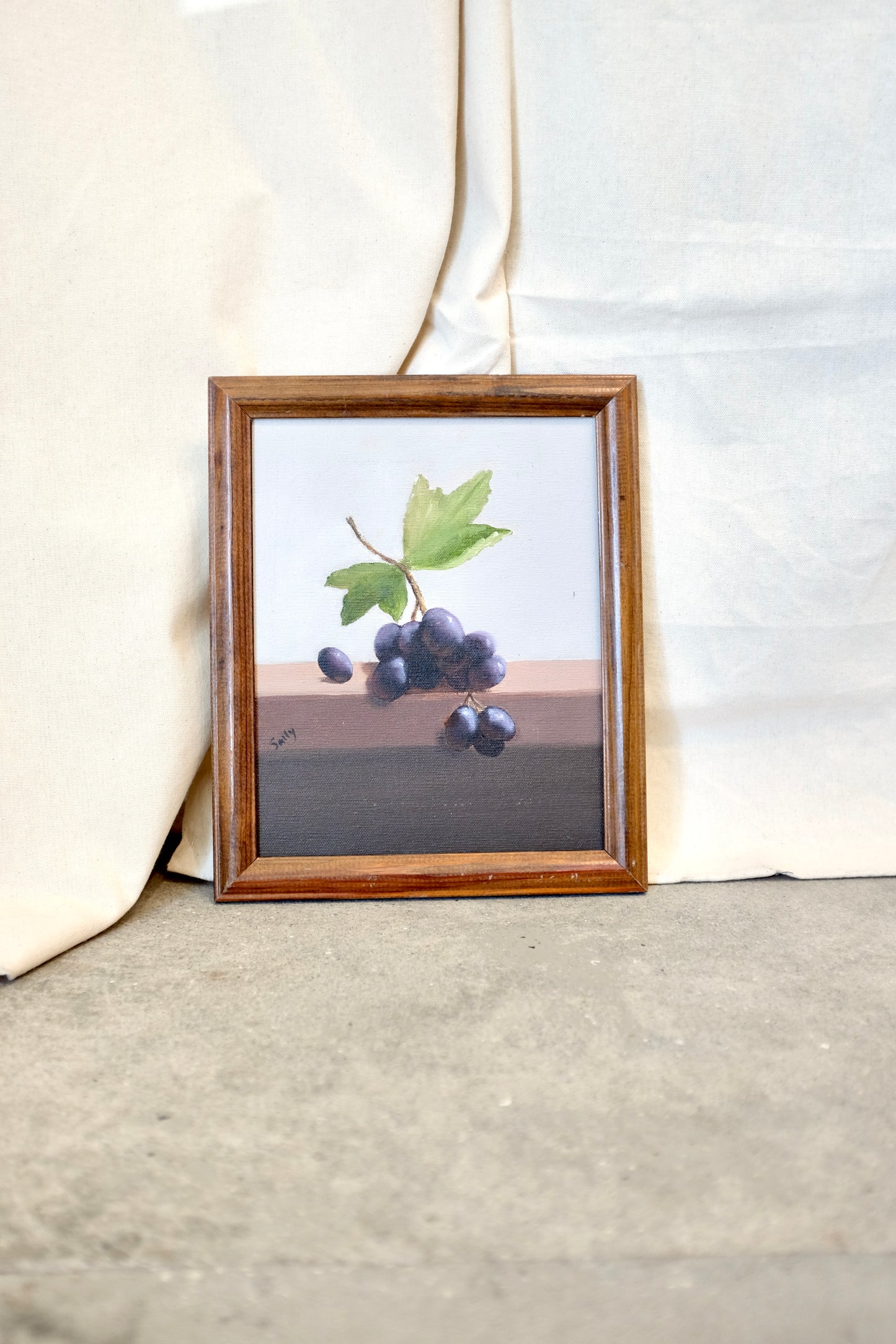Small Still Life Painting of Grapes