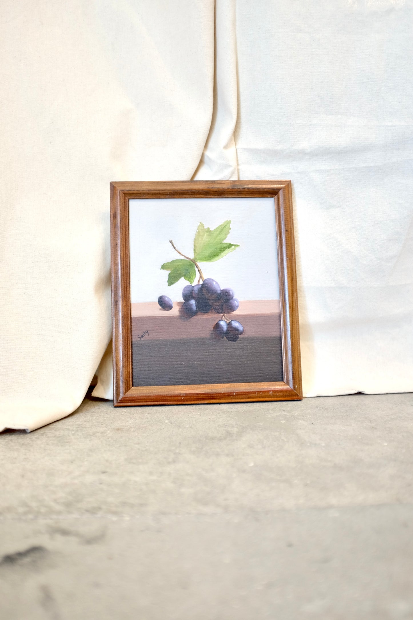 Small Still Life Painting of Grapes