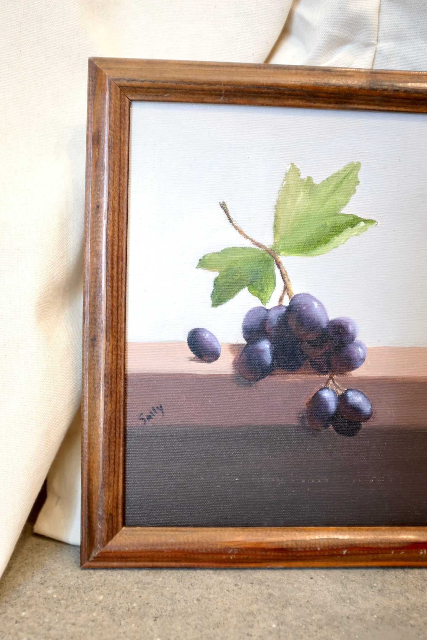 Small Still Life Painting of Grapes