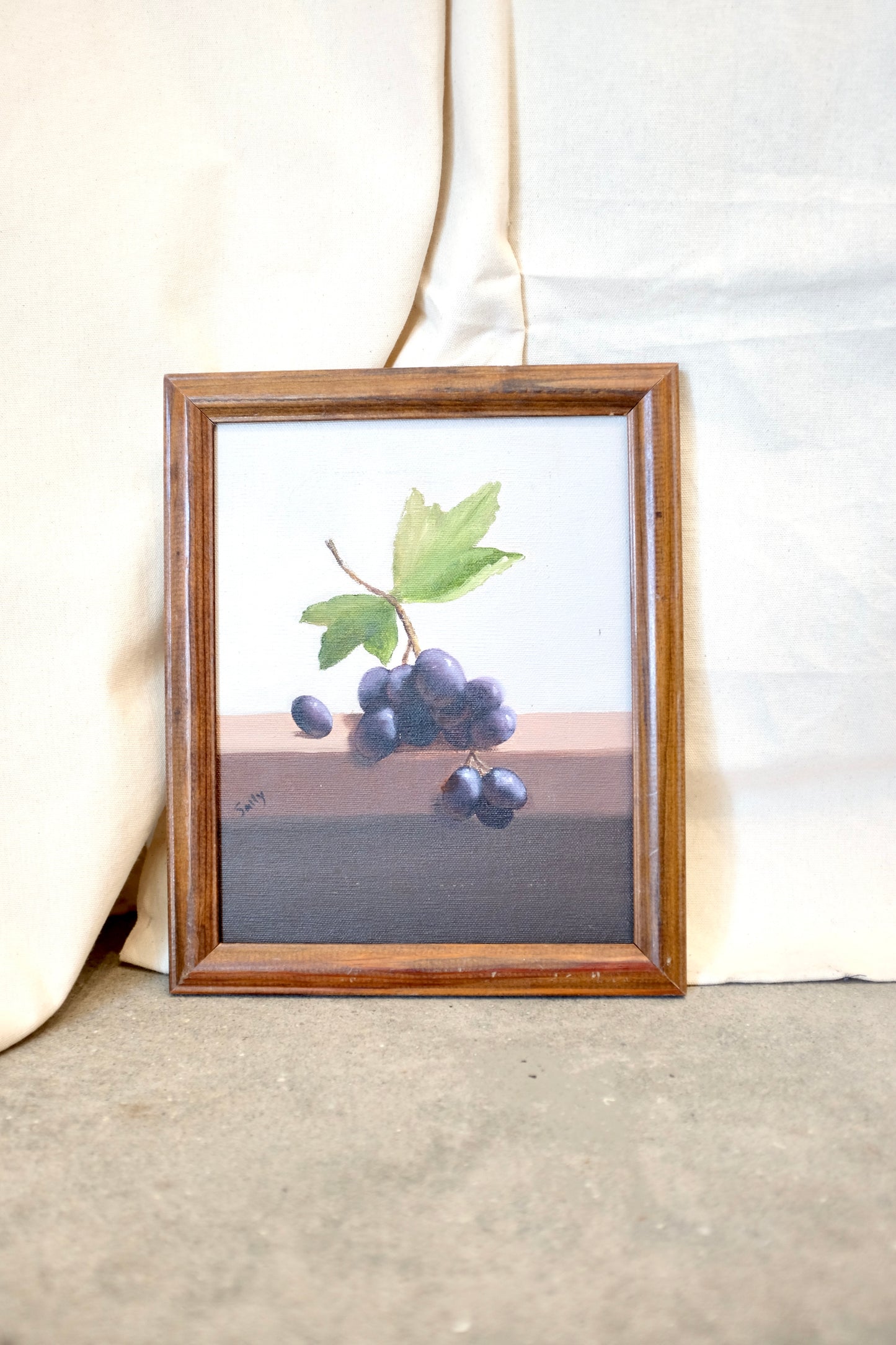 Small Still Life Painting of Grapes