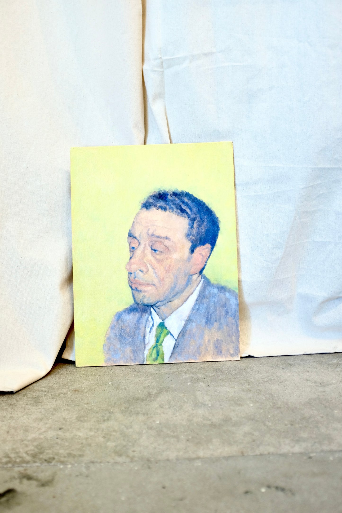 Portrait of a Man on Yellow Field