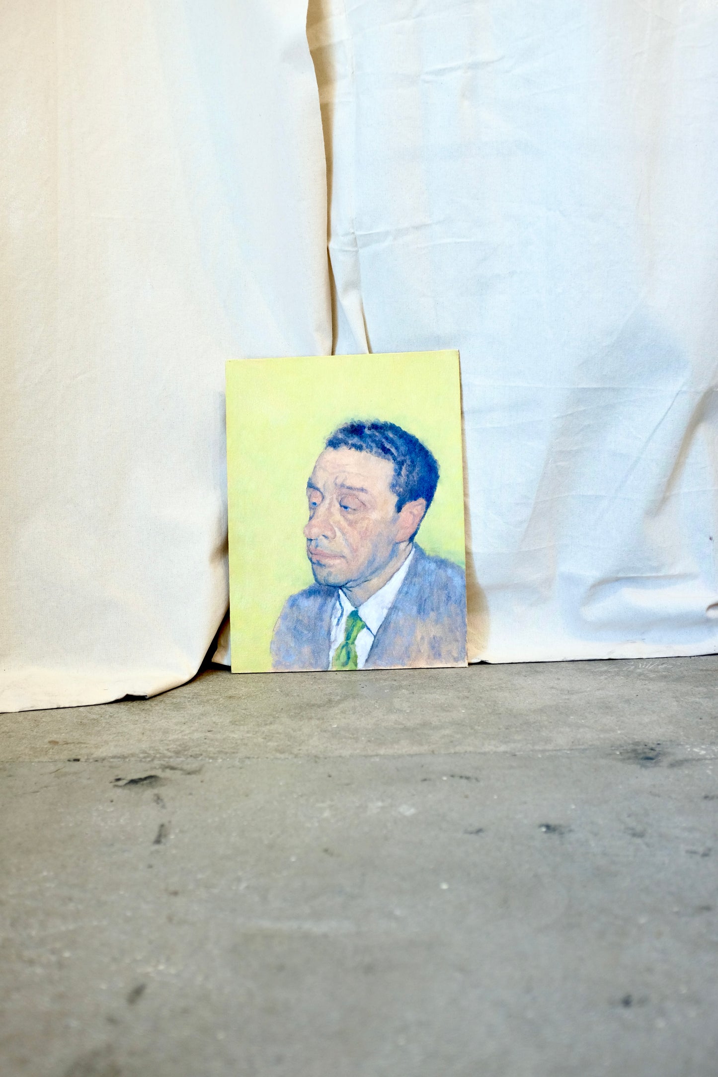 Portrait of a Man on Yellow Field