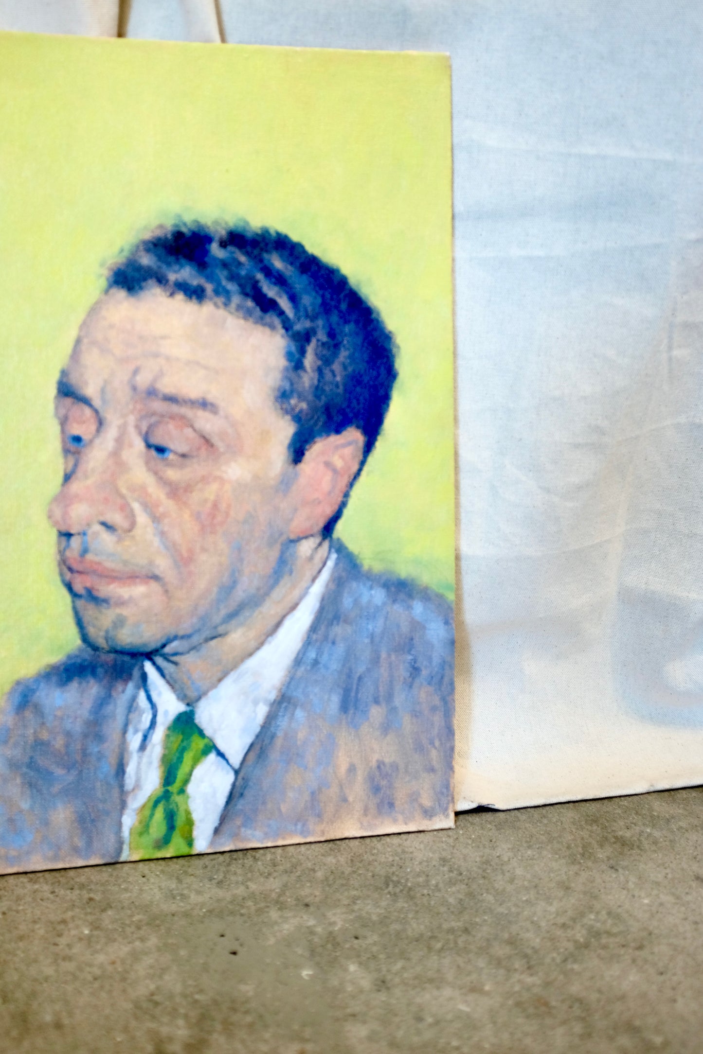 Portrait of a Man on Yellow Field