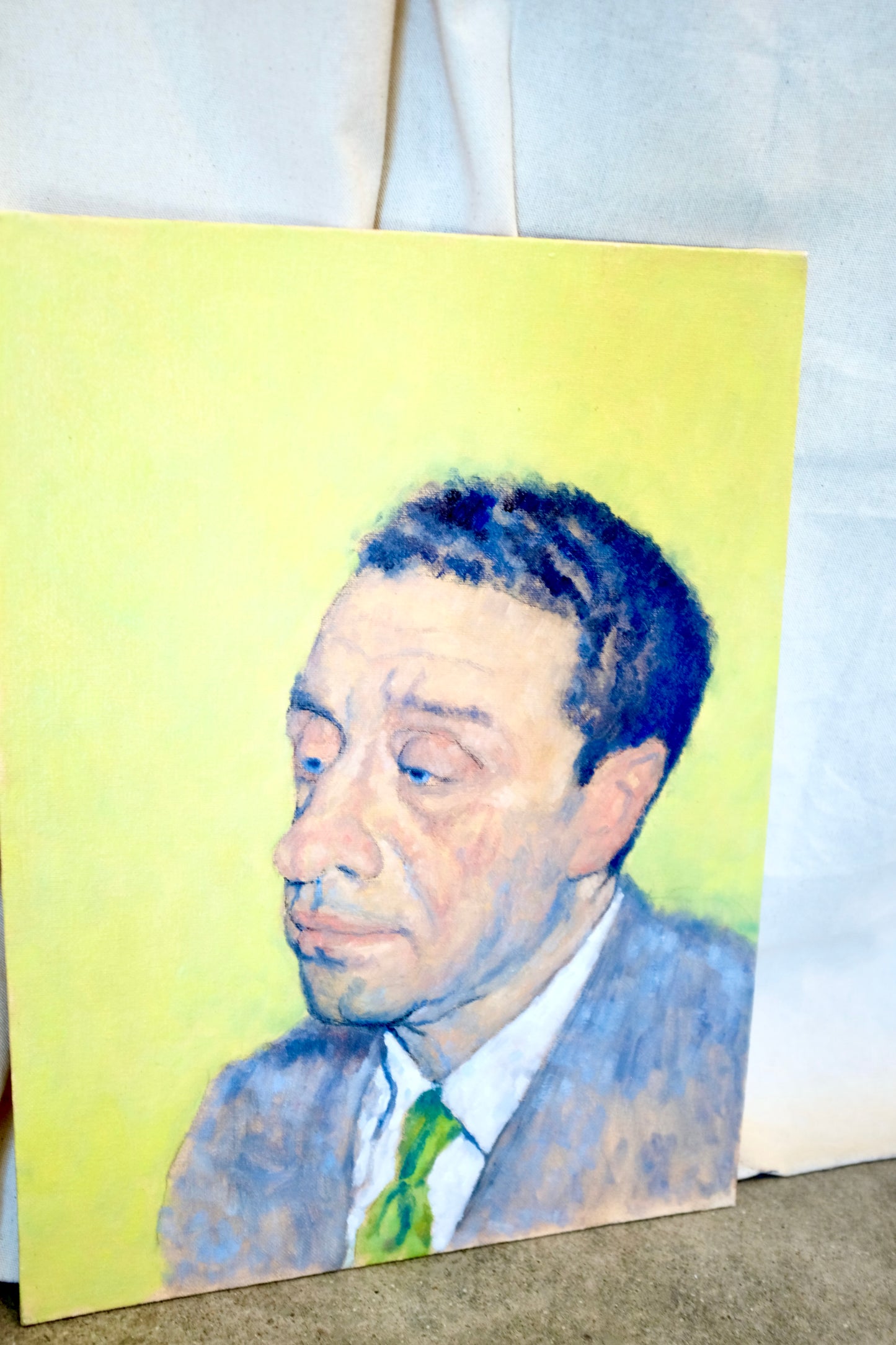 Portrait of a Man on Yellow Field
