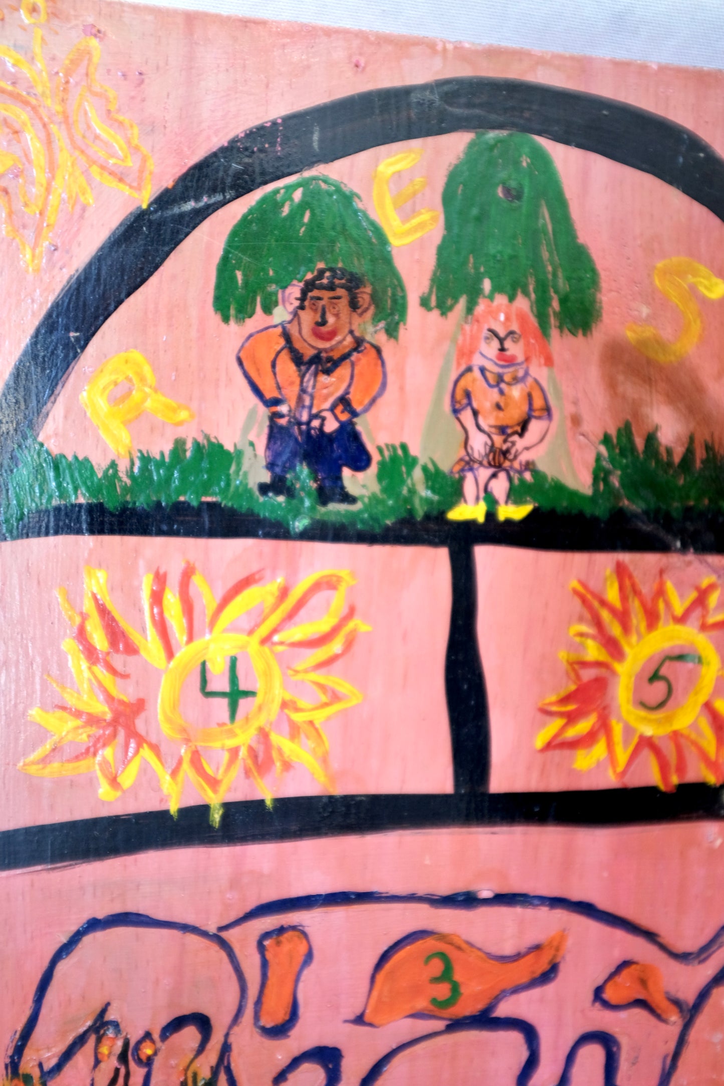 "Hopscotch" Folk Art Painting on Board