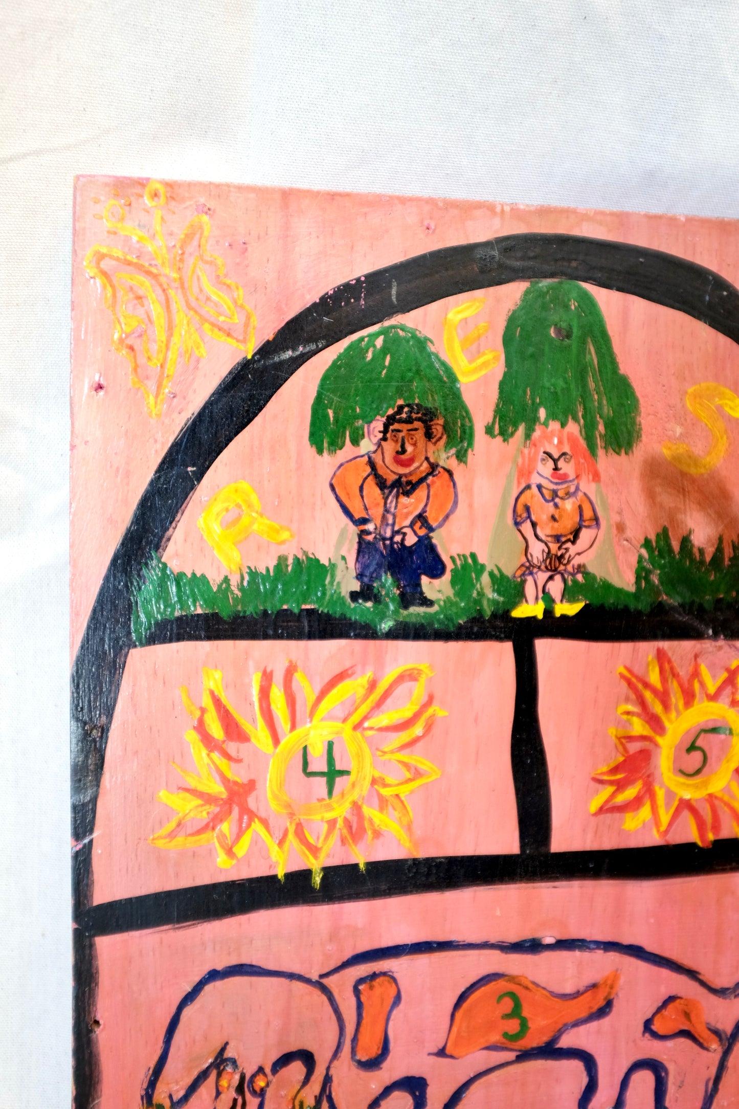 "Hopscotch" Folk Art Painting on Board
