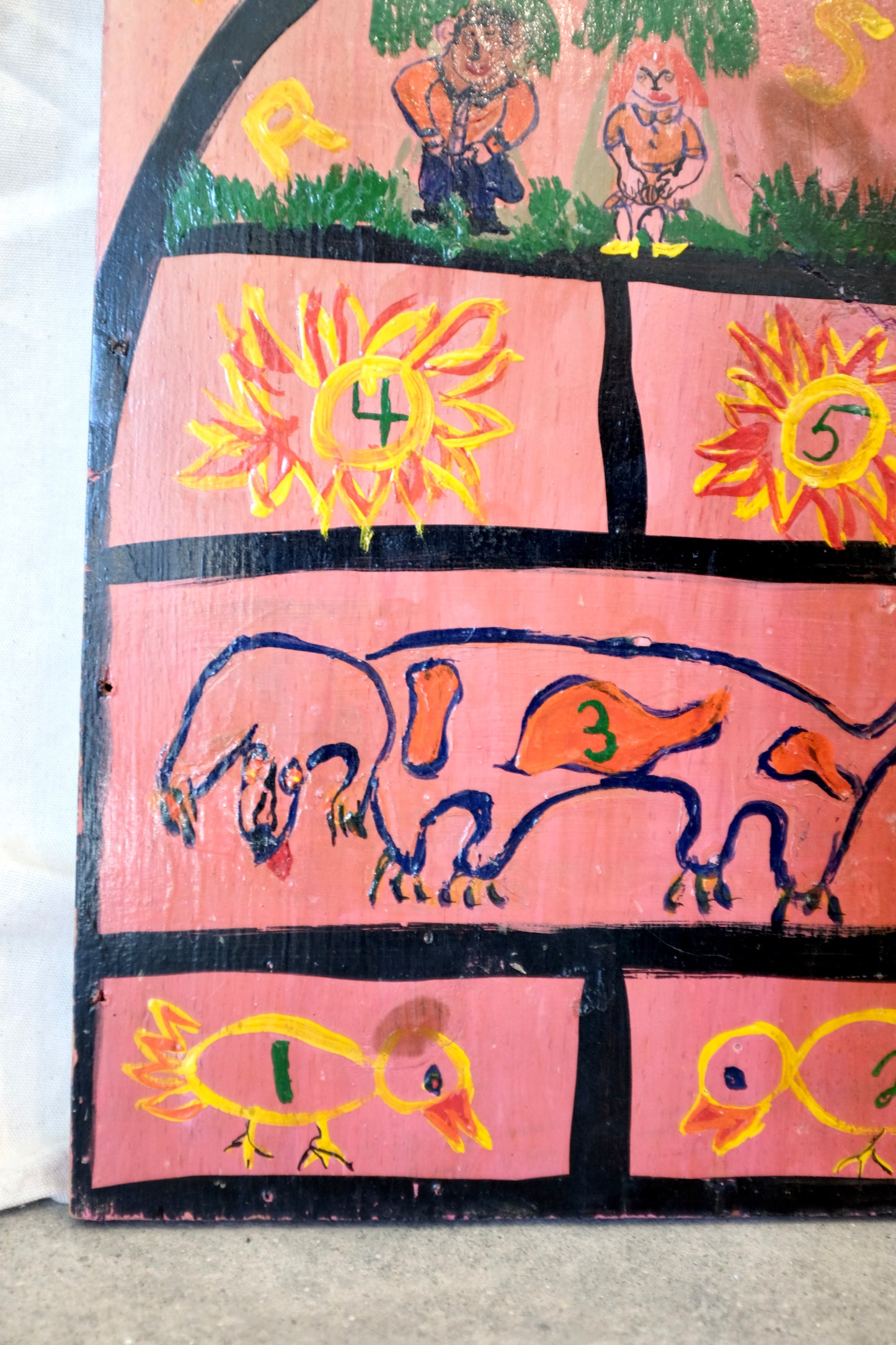 "Hopscotch" Folk Art Painting on Board
