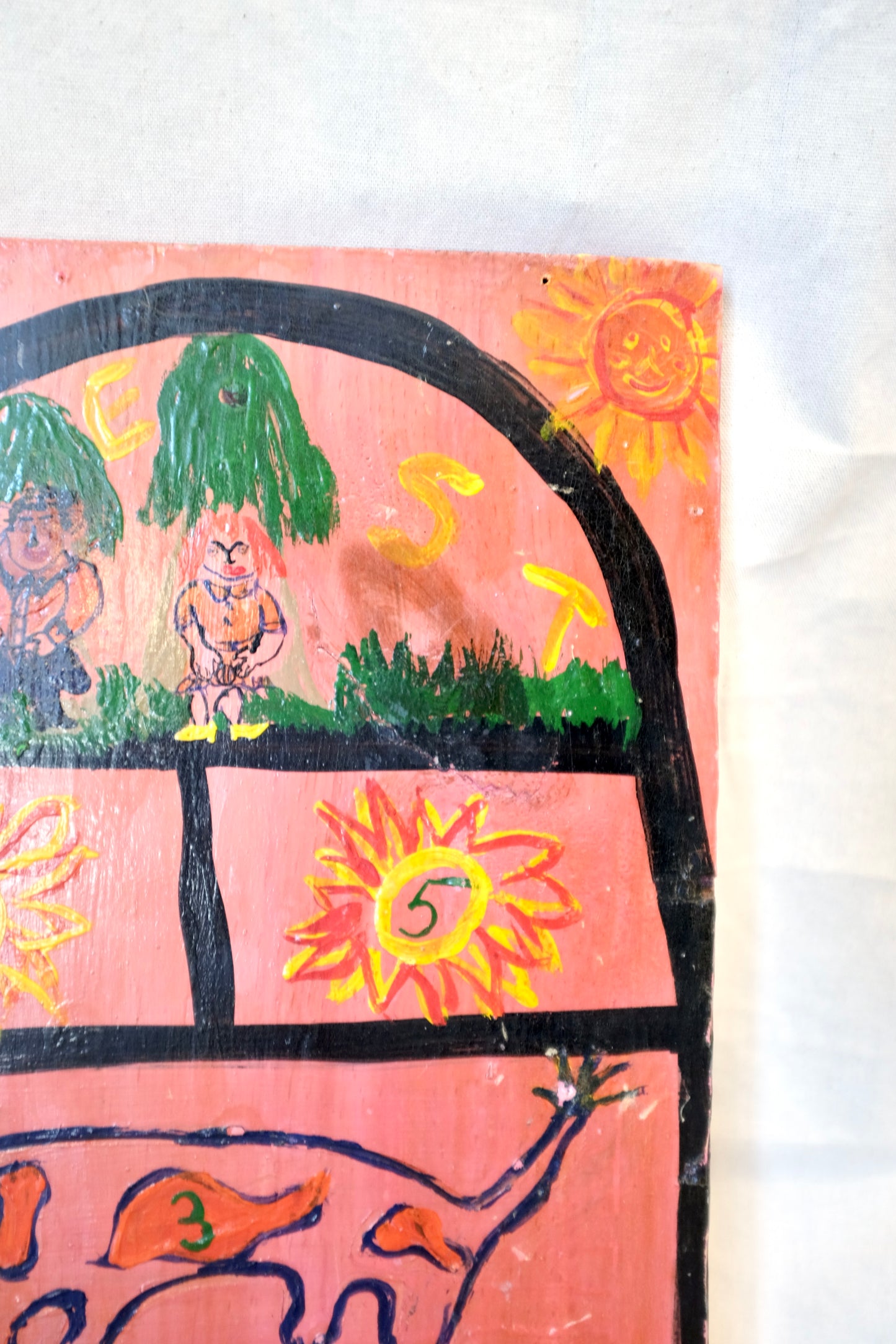 "Hopscotch" Folk Art Painting on Board