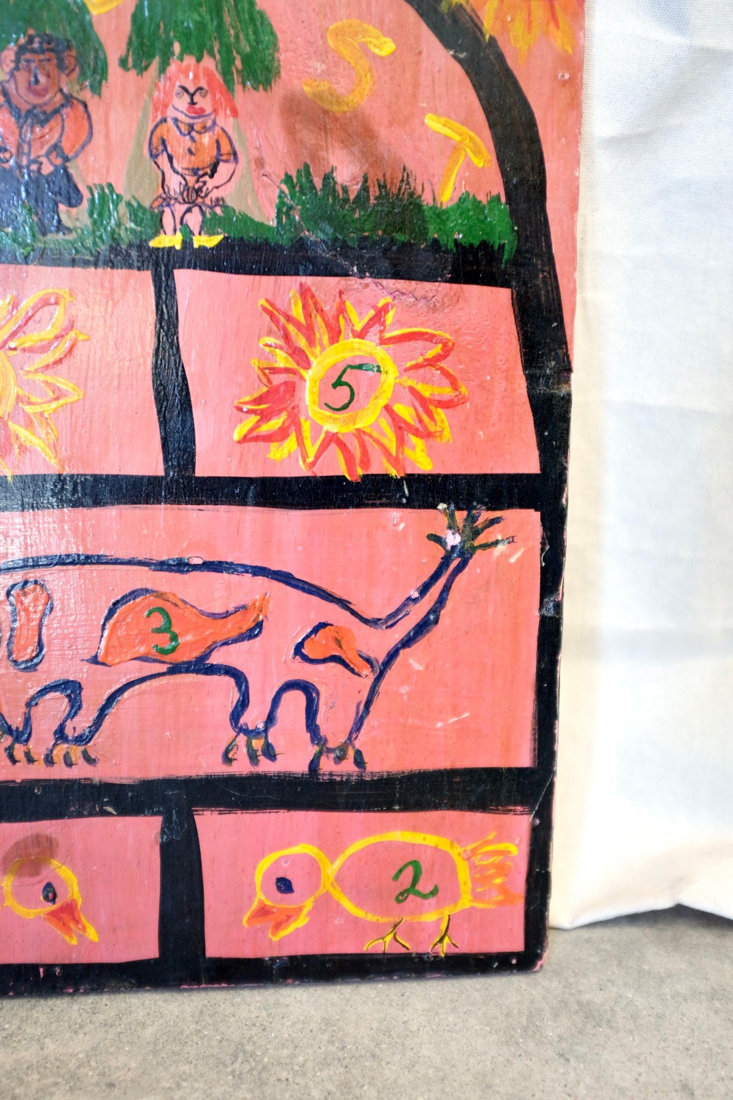 "Hopscotch" Folk Art Painting on Board