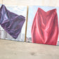 Draped Fabric on Cityscape Oil Paintings, Pair Available