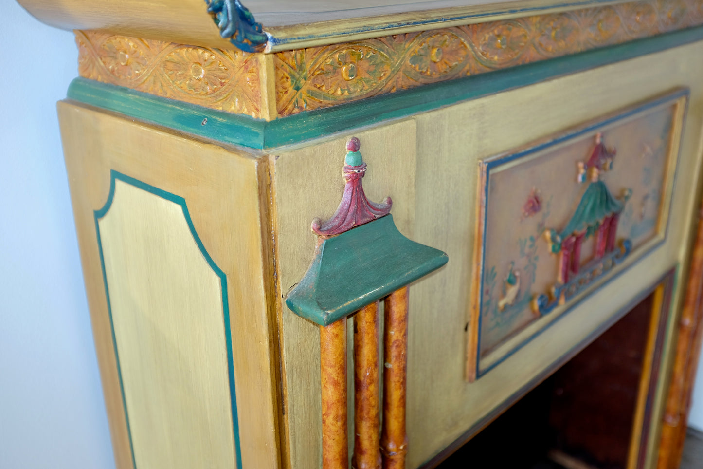 Chinoiserie Faux Fireplace Mantle