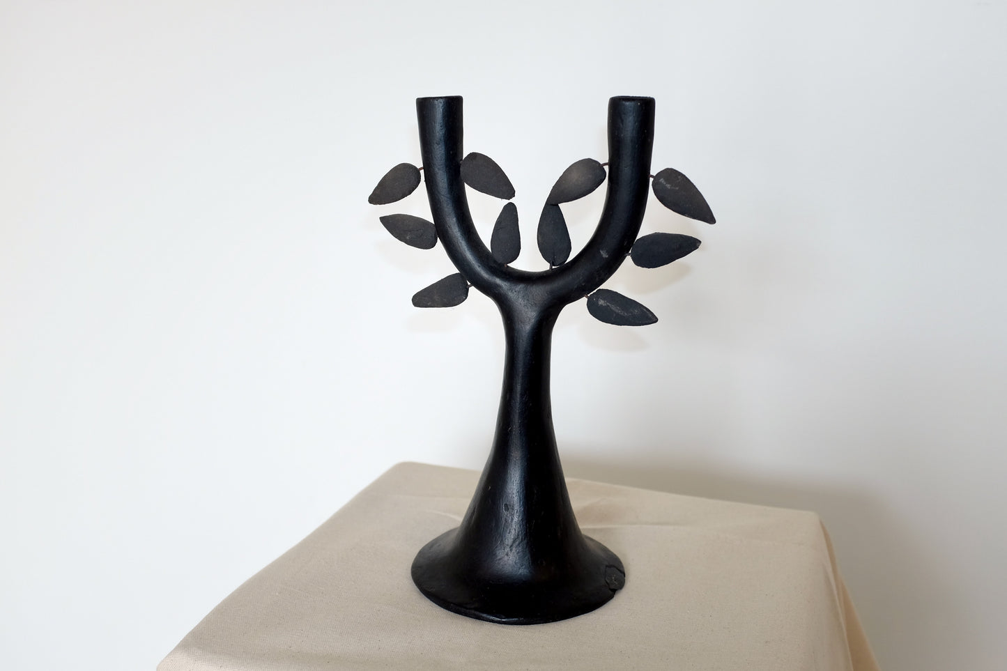 Oaxacan Black Pottery Tree Form Candelabra