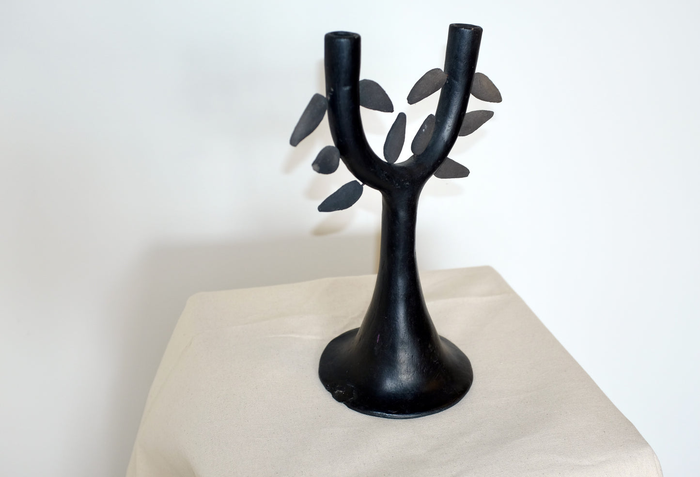 Oaxacan Black Pottery Tree Form Candelabra