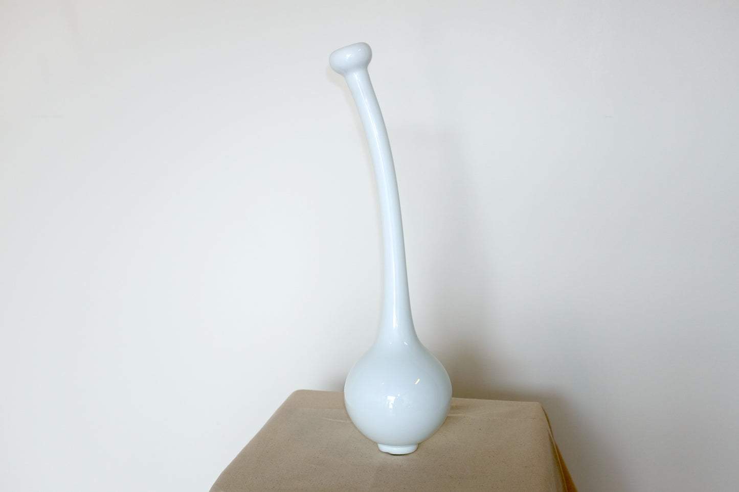 White Handblown Glass Teeter Vase