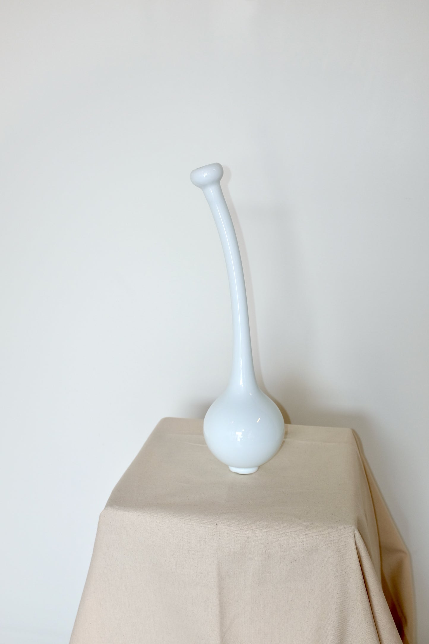 White Handblown Glass Teeter Vase