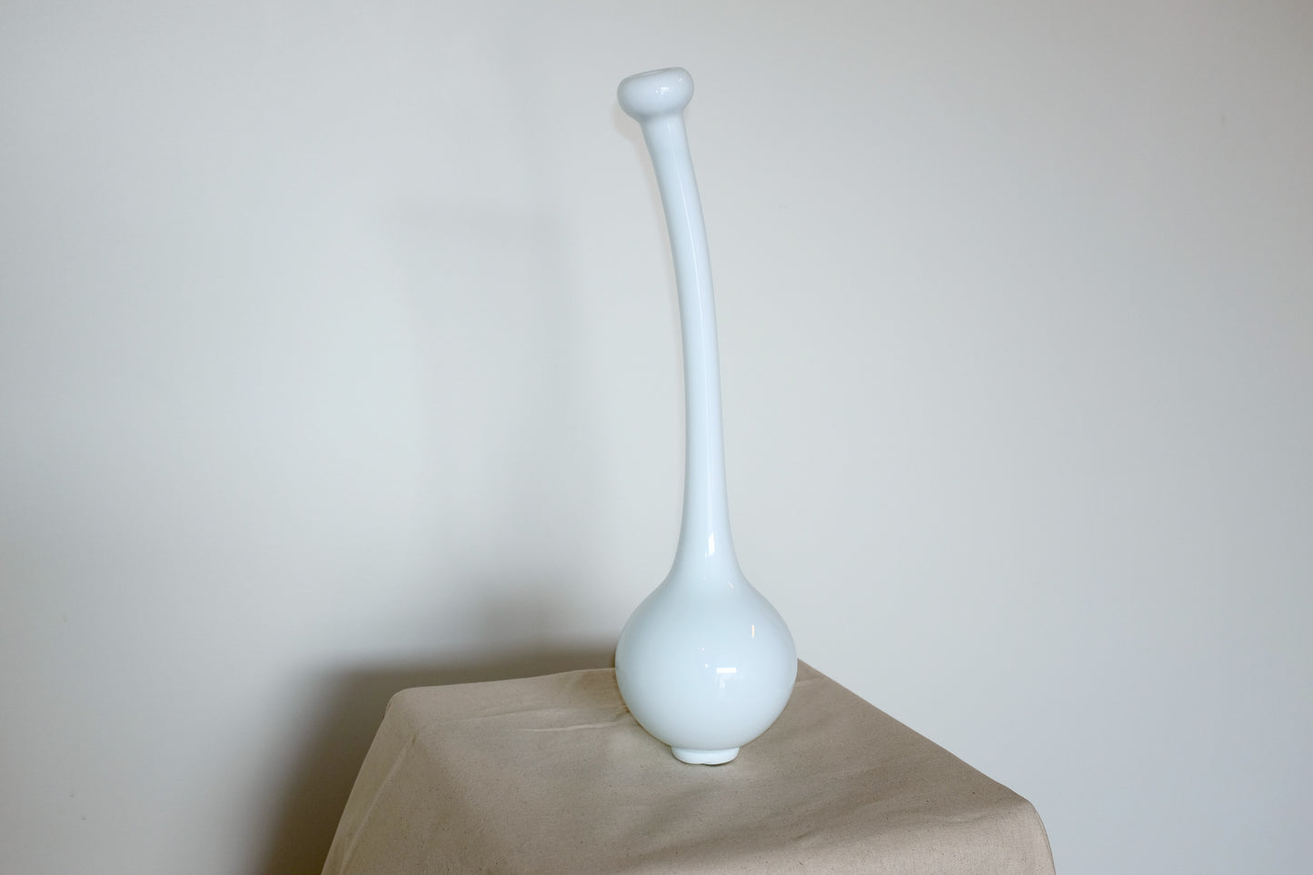 White Handblown Glass Teeter Vase