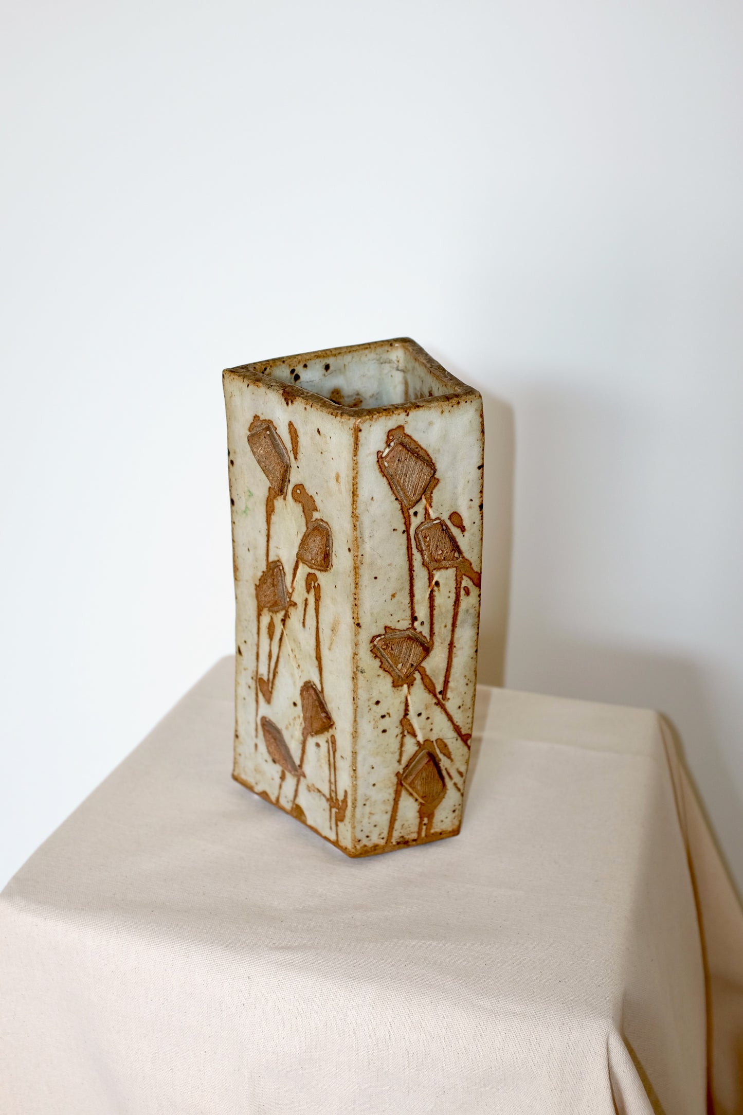 Stoneware Floral Abstract Vase