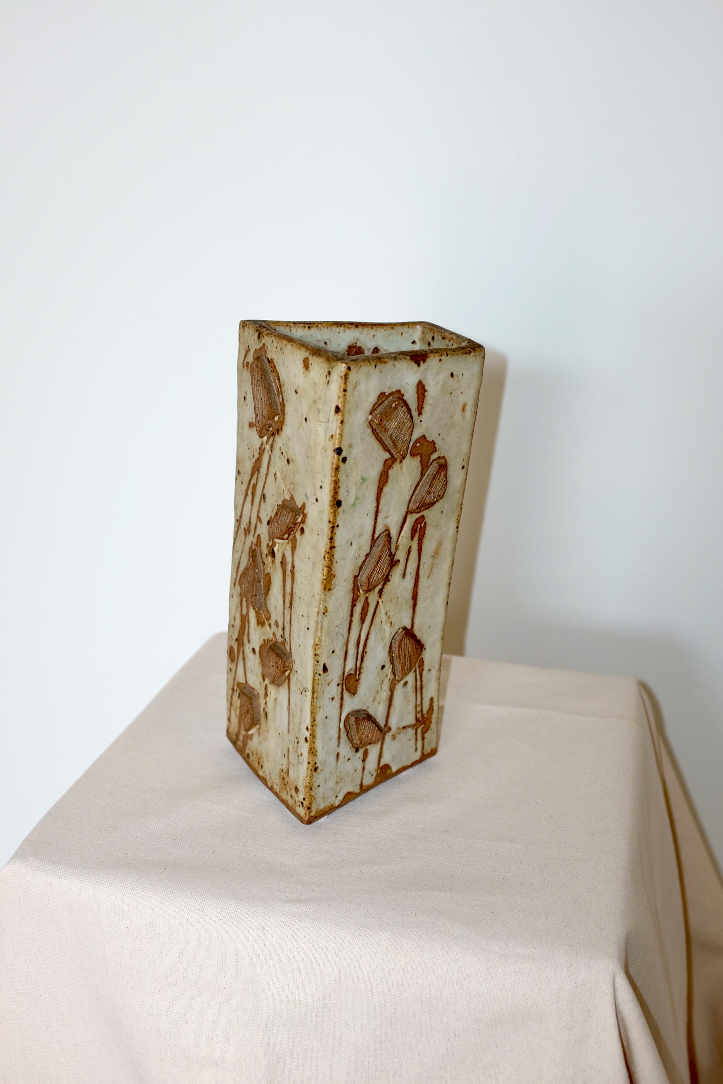 Stoneware Floral Abstract Vase