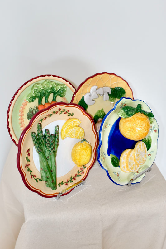 Tromp L'oeil Ceramic Vegetable Plates, Set of 4