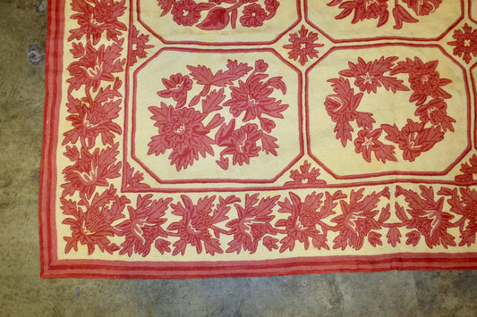 Red and Yellow Floral Needlework Rug 9'x6'
