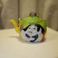 Japanese Porcelain Banko Face Teapot, Green