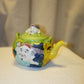 Japanese Porcelain Banko Face Teapot, Green