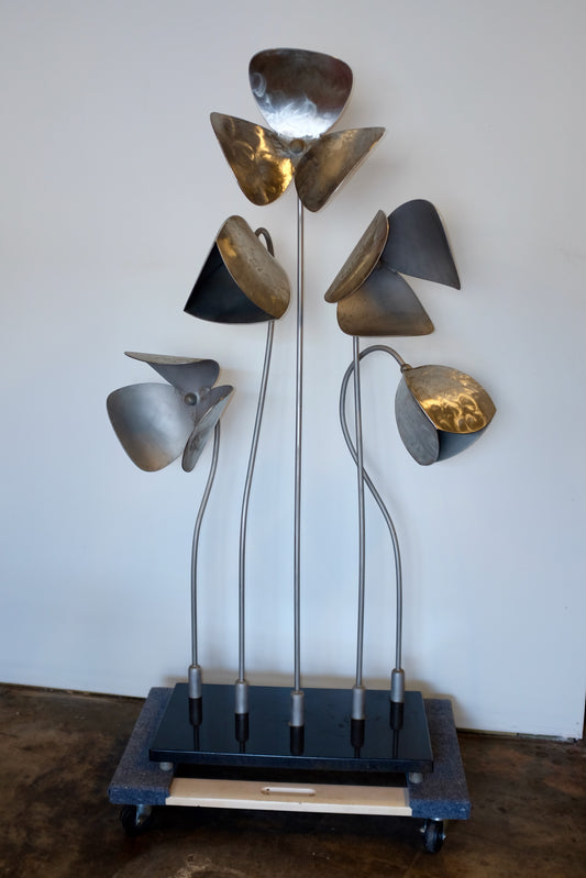5' Metal Flowers Sculpture, Kenneth Nelson