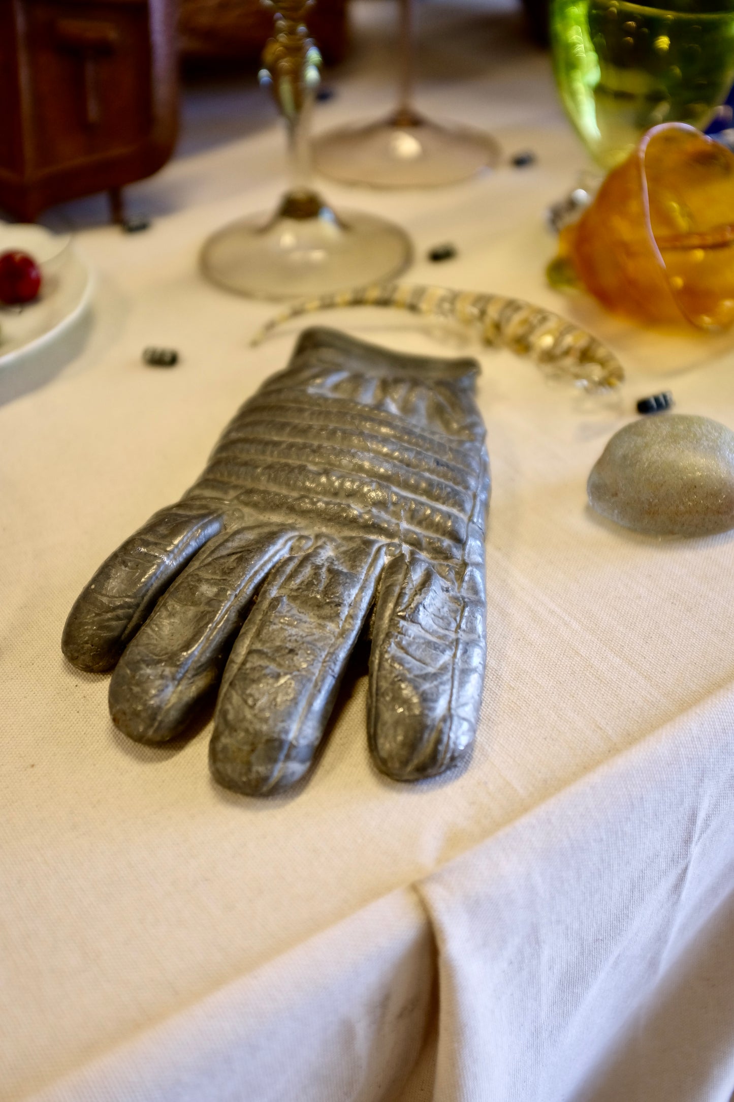 Cast Metal Glove Sculpture