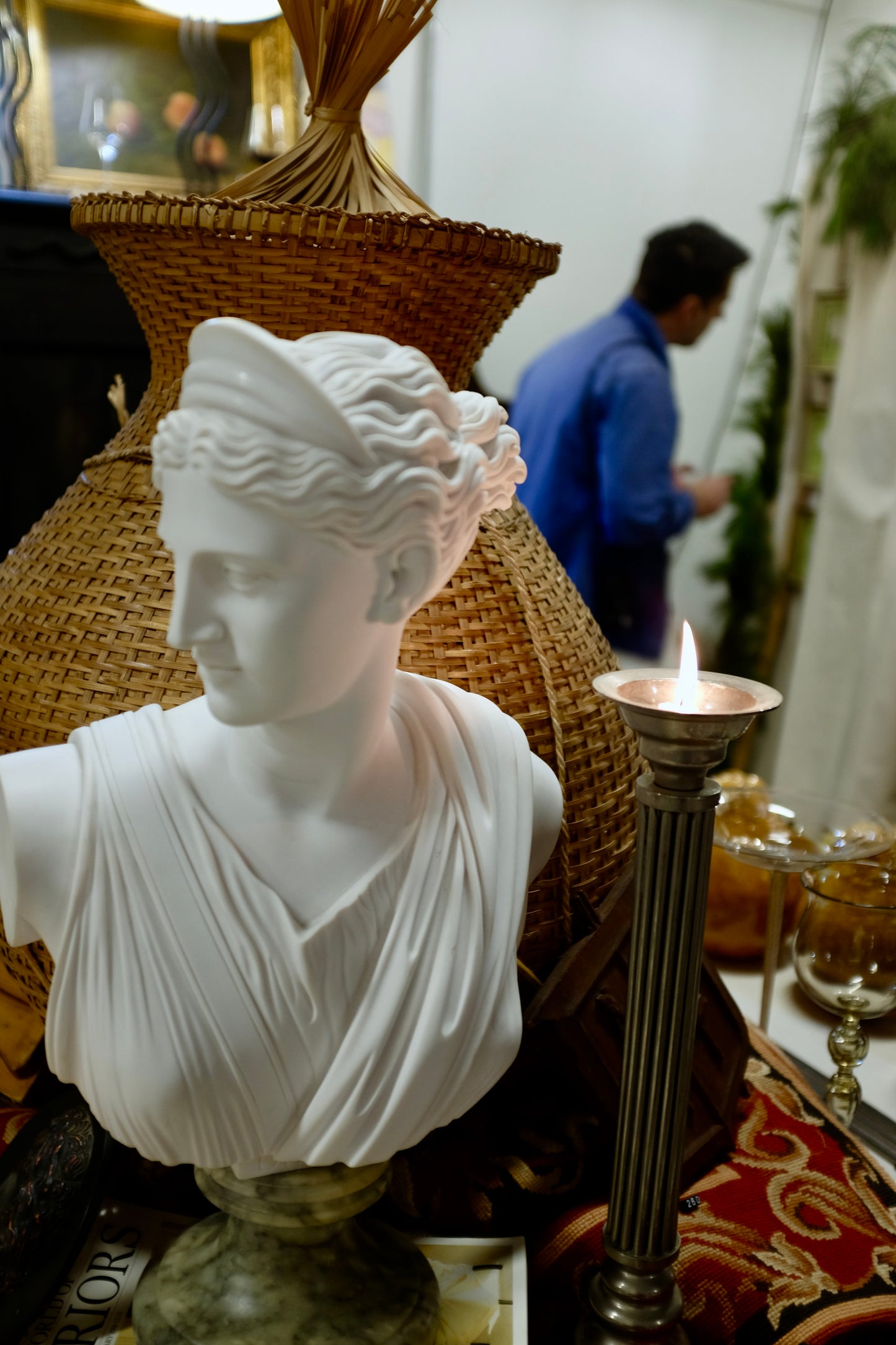 Diana Bust, Cast Marble on Marble Base