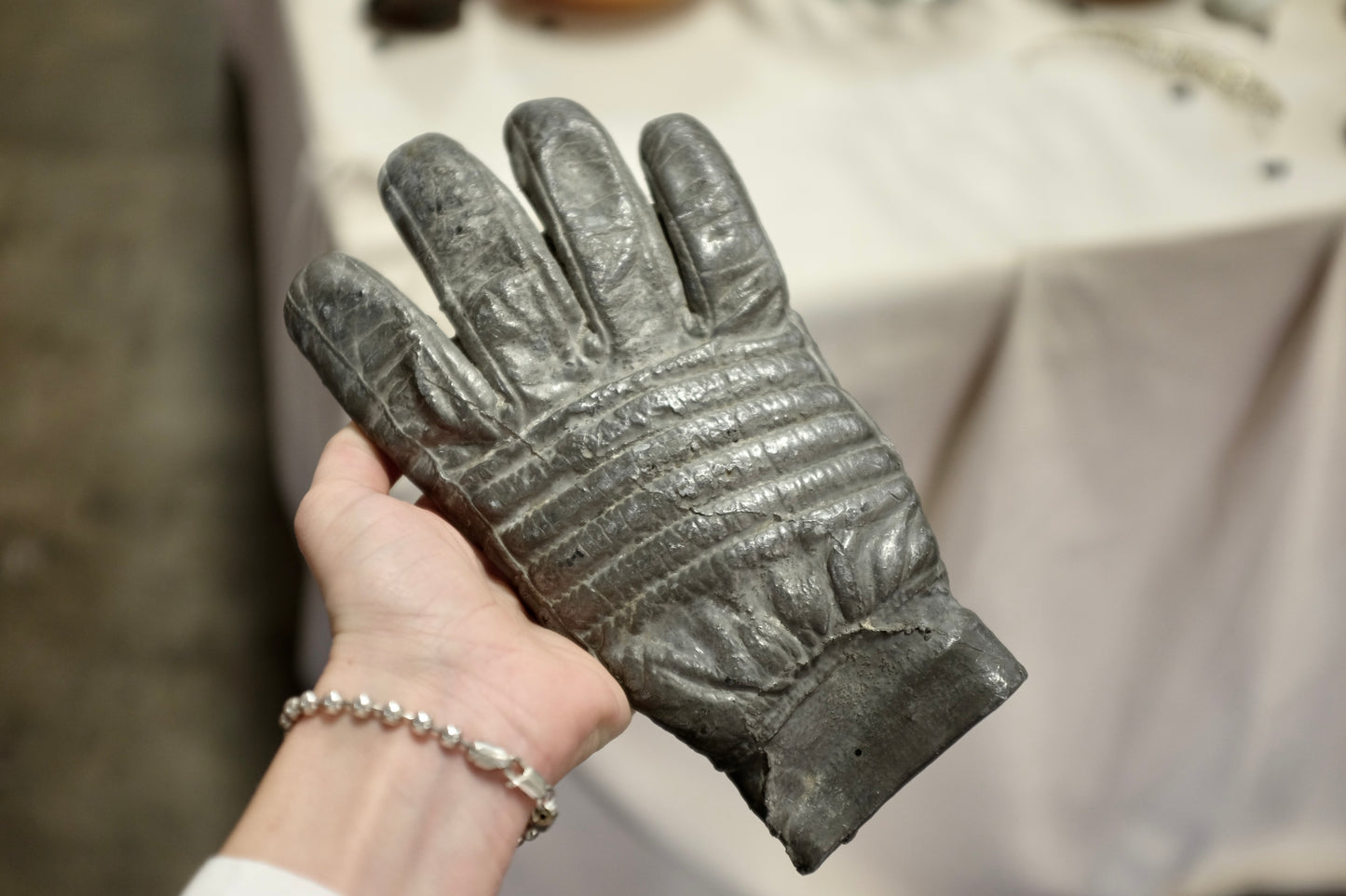 Cast Metal Glove Sculpture