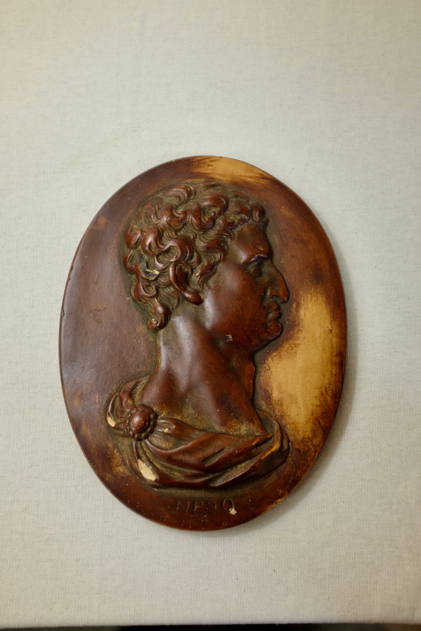 Brown Ceramic Emperor Nero Wall Cameo