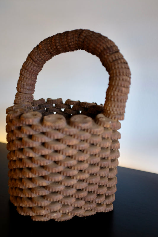 Simple Folk Art Bottle Cap Basket