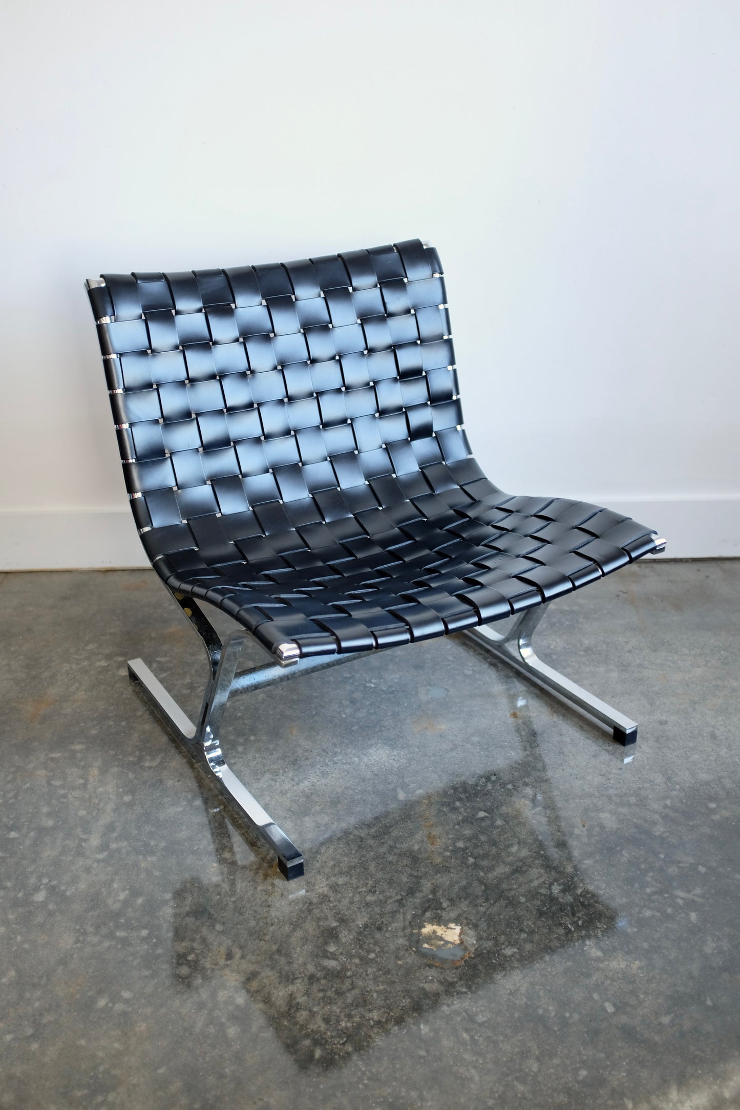 Leather and Chrome PLR 1 Chair, Ross Littell for ICF