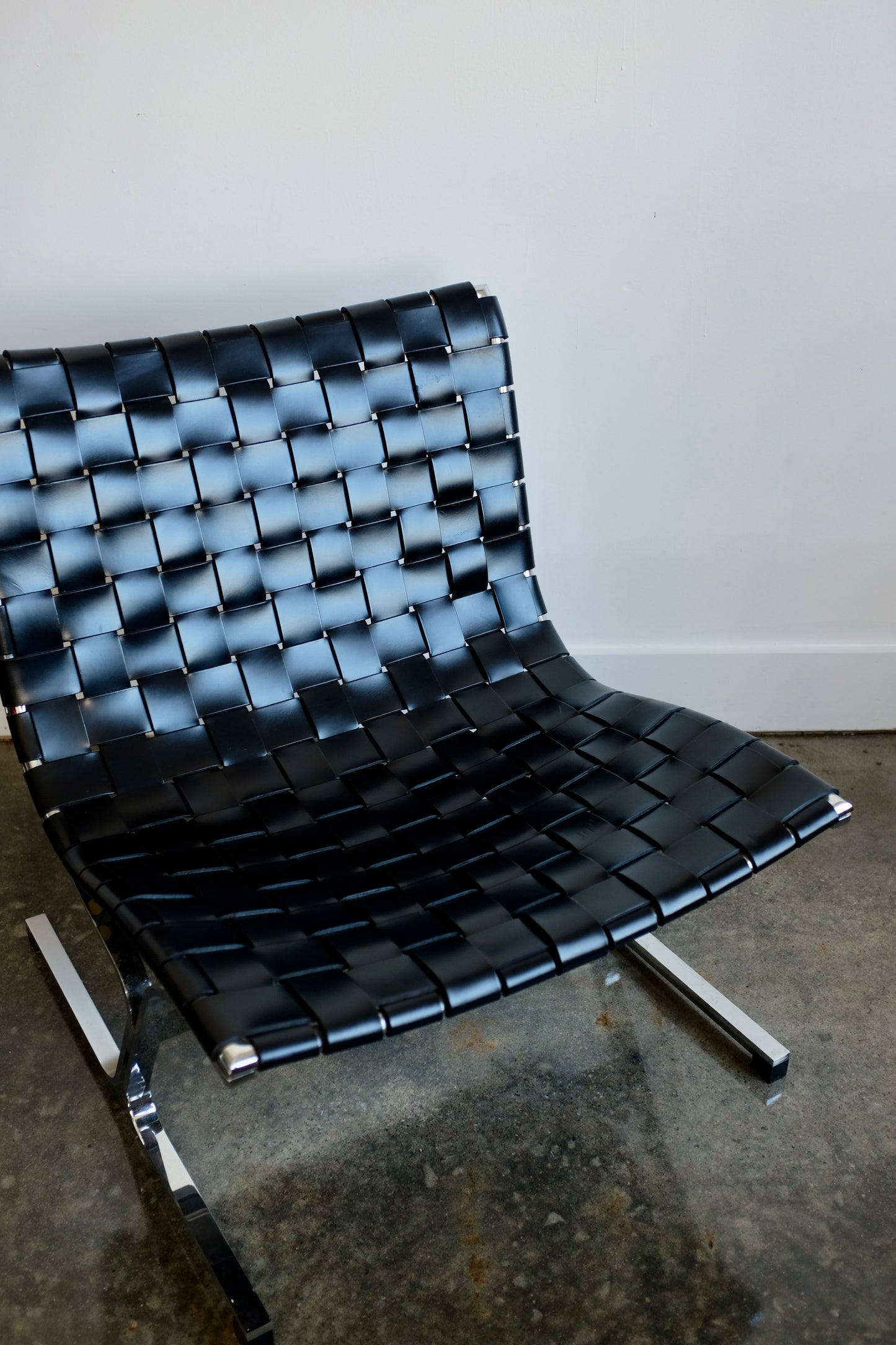 Leather and Chrome PLR 1 Chair, Ross Littell for ICF