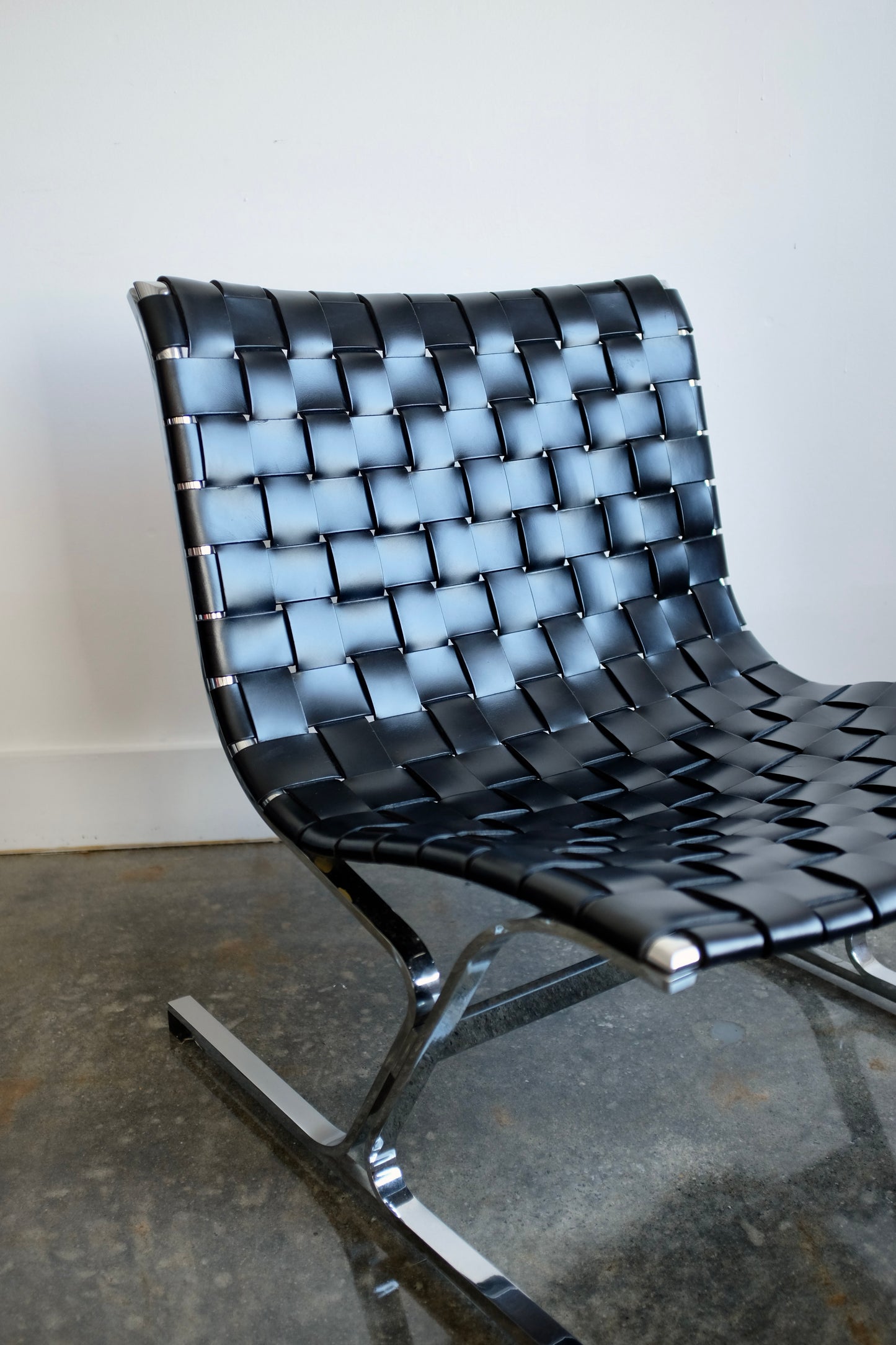 Leather and Chrome PLR 1 Chair, Ross Littell for ICF