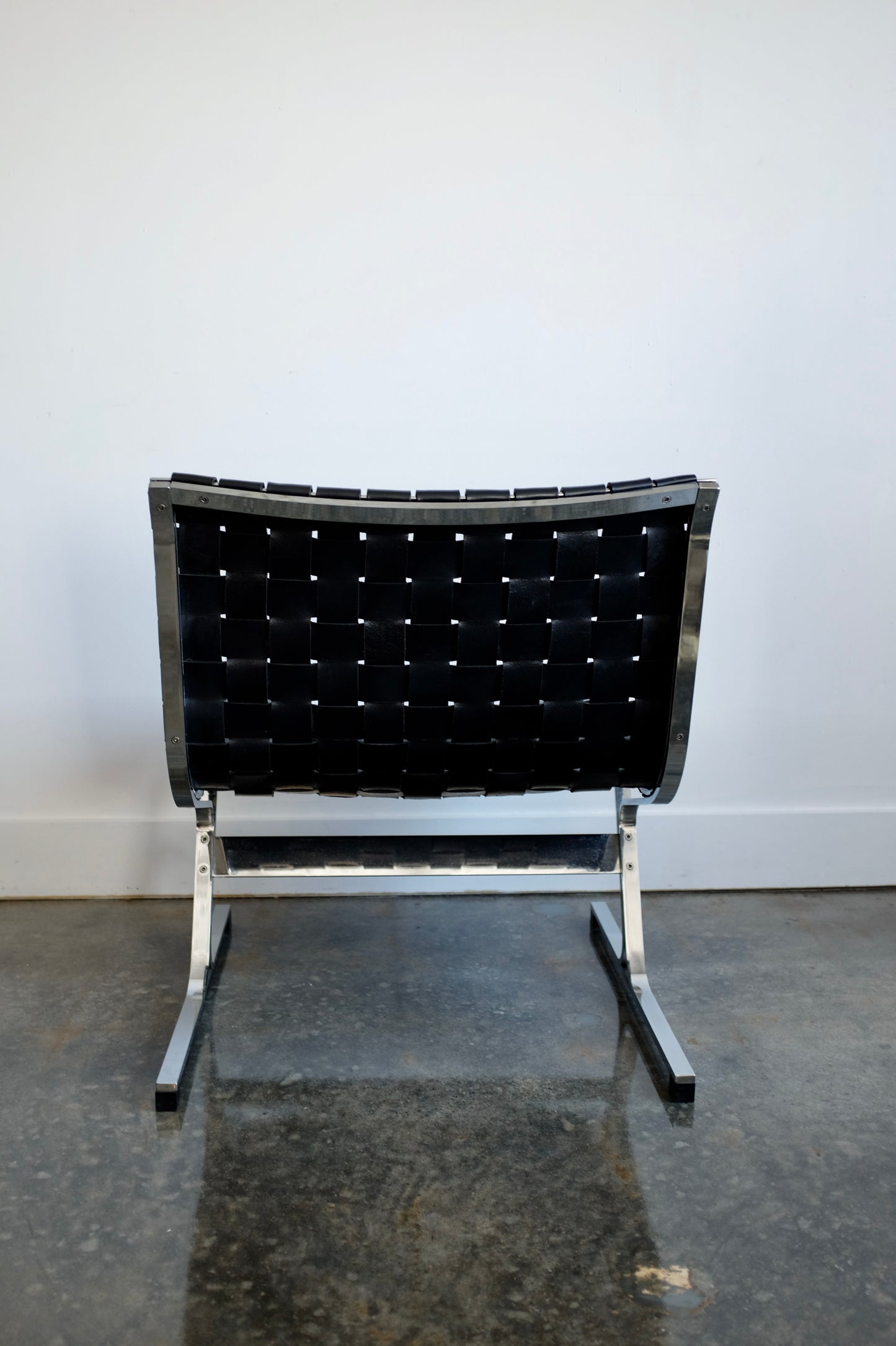 Leather and Chrome PLR 1 Chair, Ross Littell for ICF