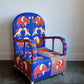Blue Yoruba Beaded Armchair, Nigeria