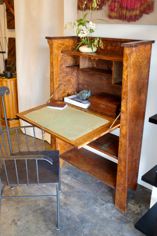 Pyrography Fall-front Desk, Early 1900s