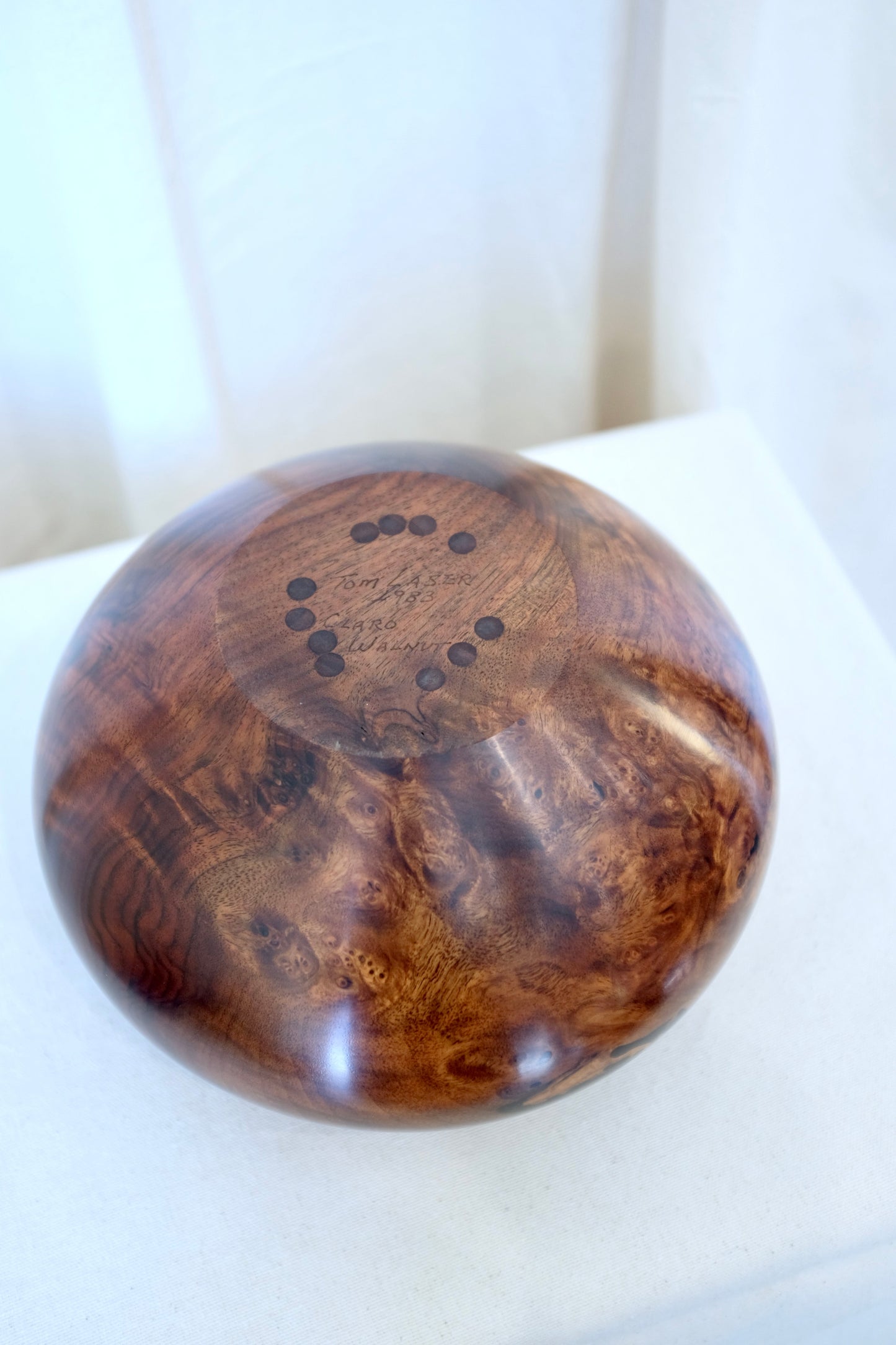 Walnut Turned Wood Bowl, Tom Laser