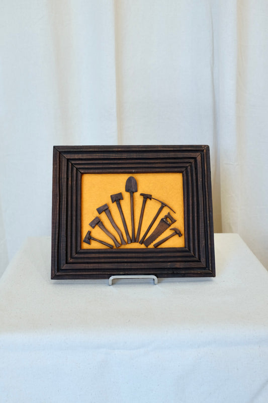Framed Folk Art Mini Hand Tools