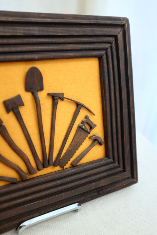 Framed Folk Art Mini Hand Tools