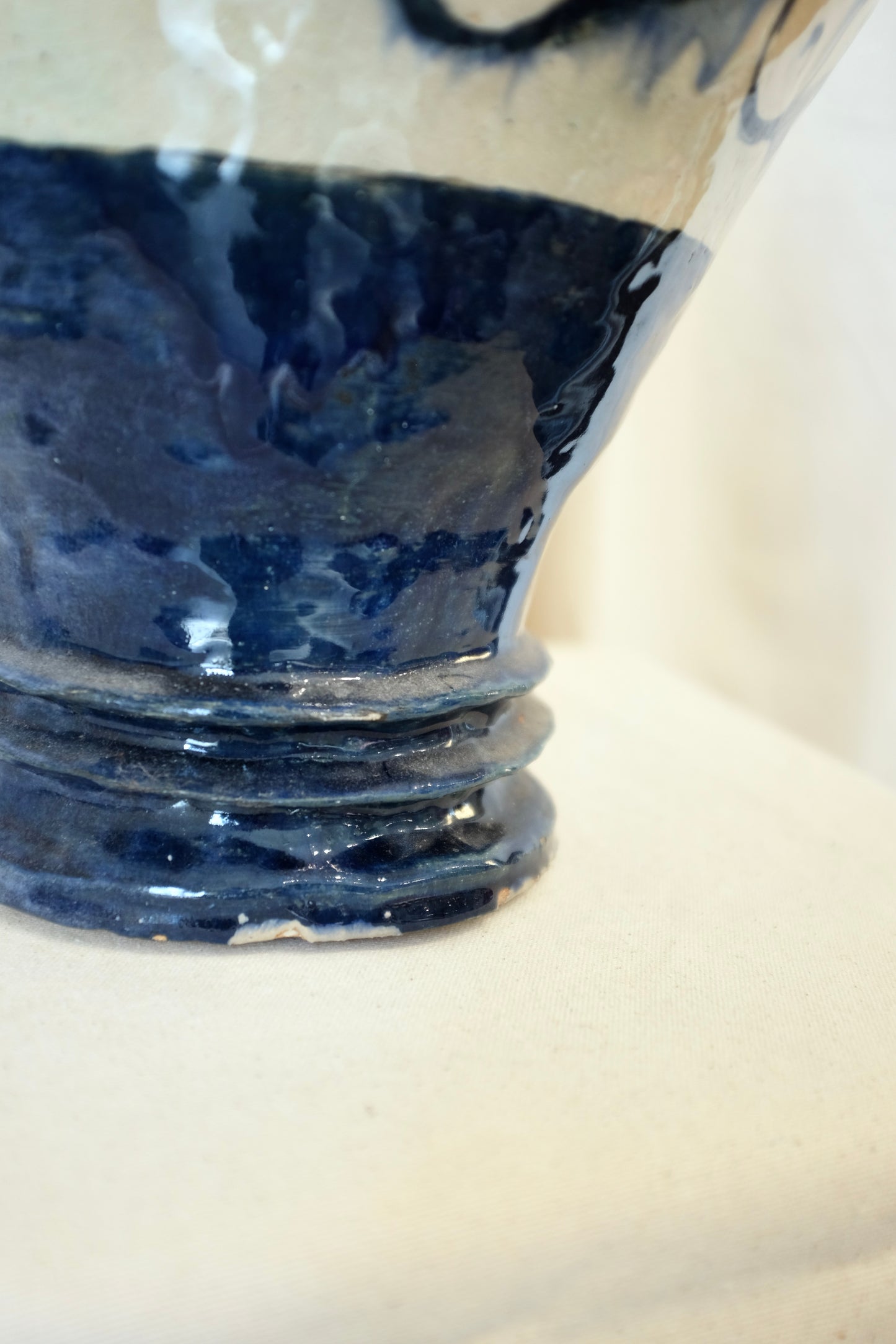 Large Blue and White Handmade Ceramic Vase