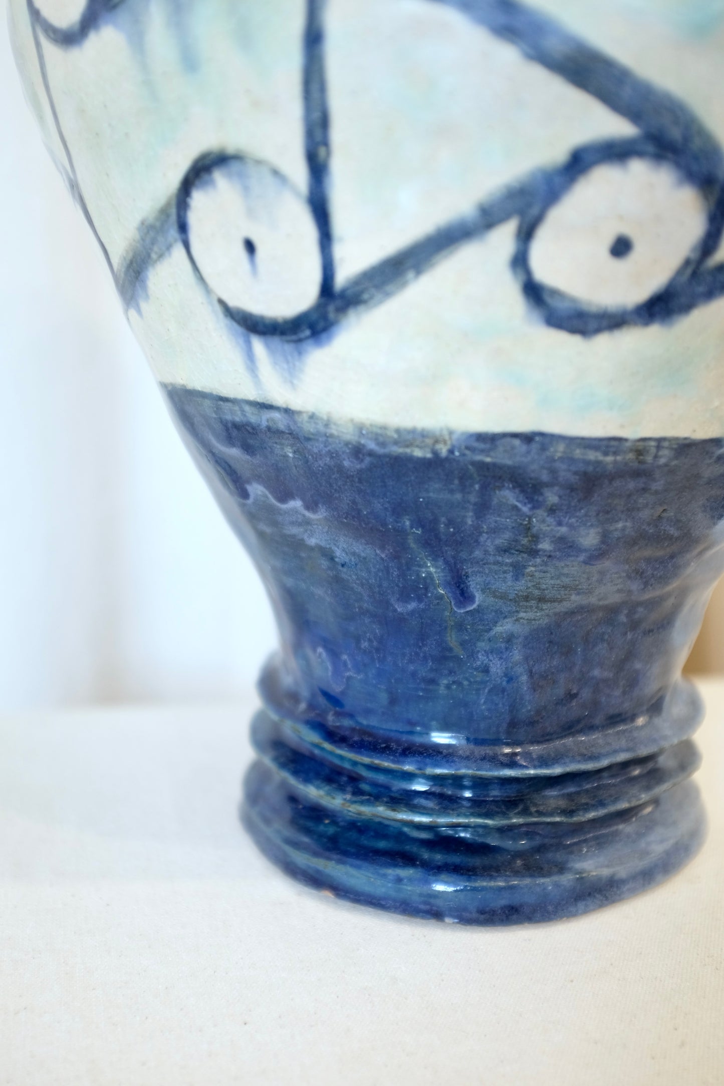 Large Blue and White Handmade Ceramic Vase