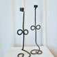 Wrought Iron Coiled Candlesticks, Pair