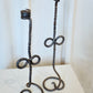 Wrought Iron Coiled Candlesticks, Pair