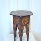Flemish Art Pyrography Side Table with Roses