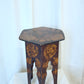 Flemish Art Pyrography Side Table with Roses