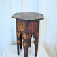 Flemish Art Pyrography Side Table with Roses